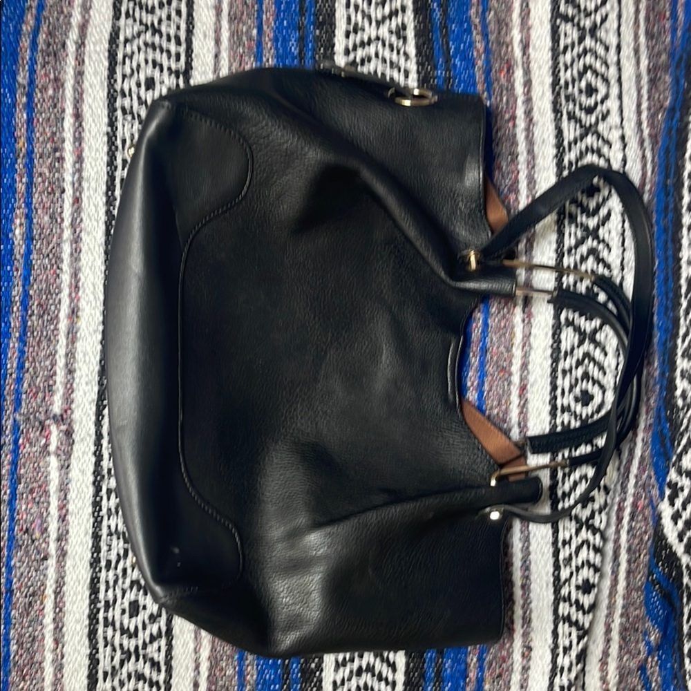 Elegant Black Leather Tote Bag